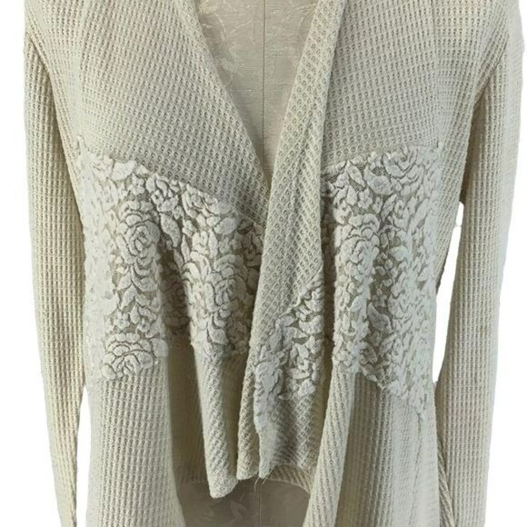 RXB‎ Women's Lace Cream Color Cross Over Drape Cardigan Small - Picture 5 of 6